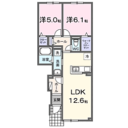 ココル 2LDKの間取図画像