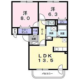 セレーノ大雪通り 2LDKの間取図画像