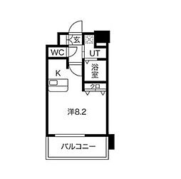 ライジングコート名古屋駅前東 2階1Kの間取り