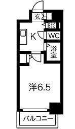 プレサンス金山グリーンパークス 5階1Kの間取り