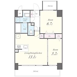 コンフォート城西 10階2LDKの間取り