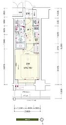 プレサンス金山デュアル 8階1Kの間取り