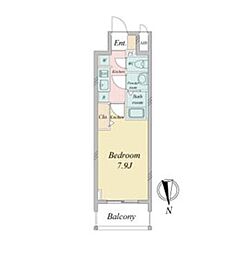 プレサンス広小路通パルス 4階1Kの間取り