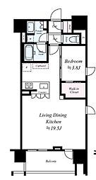 オープンレジデンシアTHE　MID　MARK 14階1LDKの間取り