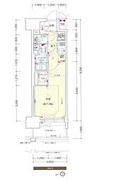 プレサンスジェネ葵 1Kの間取図画像