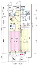 プレサンスジェネ千種内山 1LDKの間取図画像