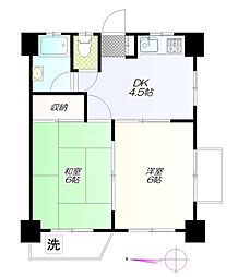 JR山手線 高田馬場駅 徒歩5分の賃貸マンション 2階2DKの間取り