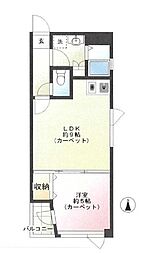 都営大江戸線 牛込柳町駅 徒歩1分の賃貸マンション 4階1LDKの間取り