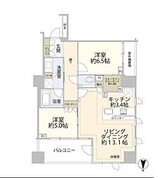 JR山手線 恵比寿駅 徒歩3分の賃貸マンション 7階2LDKの間取り