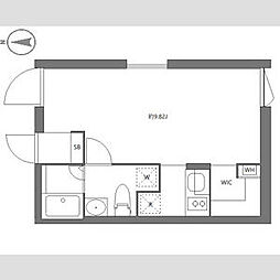 都営大江戸線 落合南長崎駅 徒歩3分の賃貸マンション 2階ワンルームの間取り