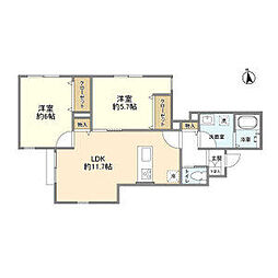 東京メトロ東西線 落合駅 徒歩5分の賃貸アパート 1階2LDKの間取り