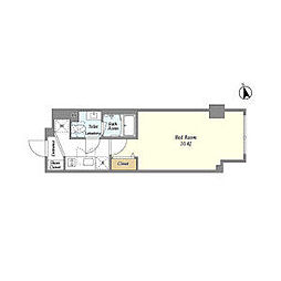 東京メトロ千代田線 代々木上原駅 徒歩13分の賃貸マンション 5階1Kの間取り