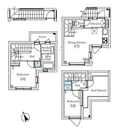 JR山手線 恵比寿駅 徒歩12分の賃貸マンション 2階2DKの間取り
