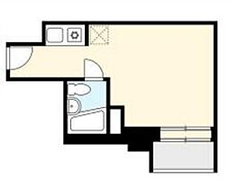 東急田園都市線 池尻大橋駅 徒歩6分の賃貸マンション 4階ワンルームの間取り