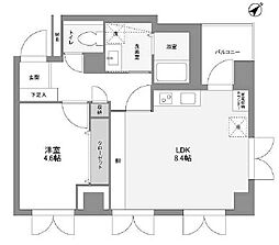 東京メトロ銀座線 虎ノ門駅 徒歩4分の賃貸マンション 2階1LDKの間取り