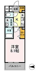 東京メトロ東西線 早稲田駅 徒歩6分の賃貸マンション 1階1Kの間取り