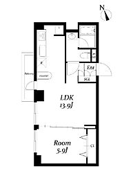 東京メトロ日比谷線 広尾駅 徒歩7分の賃貸マンション 3階1LDKの間取り