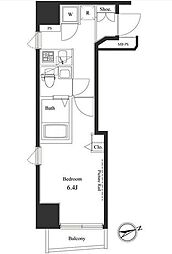 都営大江戸線 東新宿駅 徒歩1分の賃貸マンション 9階1Kの間取り
