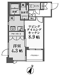 東京メトロ半蔵門線 渋谷駅 徒歩12分の賃貸マンション 4階1LDKの間取り