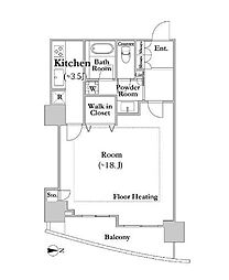都営新宿線 曙橋駅 徒歩6分の賃貸マンション 36階1Kの間取り