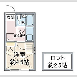 東京メトロ東西線 落合駅 徒歩7分の賃貸アパート 1階1Kの間取り