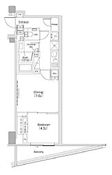 京王井の頭線 神泉駅 徒歩6分の賃貸マンション 4階1DKの間取り
