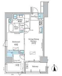 JR総武線 大久保駅 徒歩6分の賃貸マンション 2階2LDKの間取り