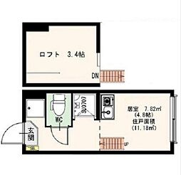 JR山手線 高田馬場駅 徒歩7分の賃貸アパート 1階ワンルームの間取り