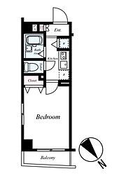 東京メトロ副都心線 雑司が谷駅 徒歩9分の賃貸マンション 4階1Kの間取り