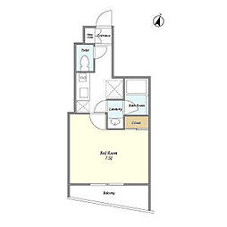 東京メトロ副都心線 東新宿駅 徒歩4分の賃貸マンション 8階1Kの間取り