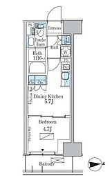 JR総武線 大久保駅 徒歩6分の賃貸マンション 3階1DKの間取り