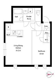 東京メトロ銀座線 外苑前駅 徒歩7分の賃貸マンション 2階1LDKの間取り