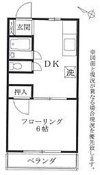 東京メトロ東西線 高田馬場駅 徒歩7分の賃貸マンション 3階1DKの間取り