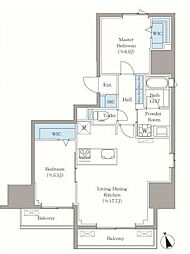 東京メトロ東西線 早稲田駅 徒歩8分の賃貸マンション 6階2LDKの間取り