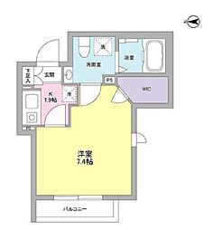JR山手線 恵比寿駅 徒歩10分の賃貸マンション 2階1Kの間取り