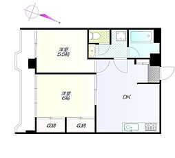 西武新宿線 下落合駅 徒歩4分の賃貸マンション 3階2DKの間取り