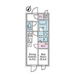 目黒区駒場3丁目マンション 1DKの間取図画像