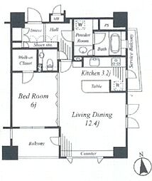 代官山デュープレックス 1LDKの間取図画像