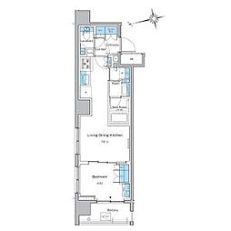 ルフォンプログレ品川戸越 1LDKの間取図画像