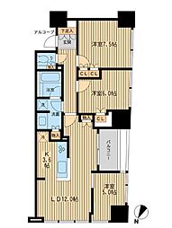 東京メトロ銀座線 外苑前駅 徒歩8分の賃貸マンション 8階3LDKの間取り