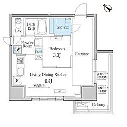 デュオフラッツ池尻大橋 1LDKの間取図画像