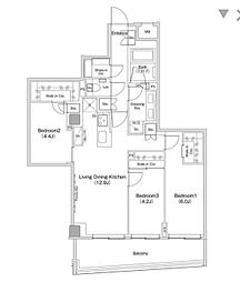 ザ・パークハビオ渋谷クロス 3LDKの間取図画像