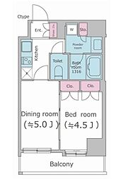 PARKFLATS渋谷代官山 1DKの間取図画像