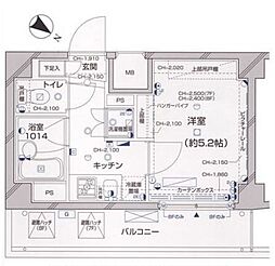 パレステュディオ新宿パークサイド 1Kの間取図画像