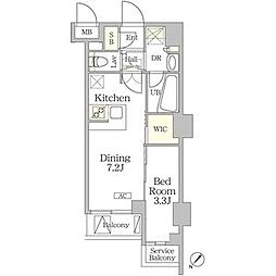 アジールコート池尻大橋 1DKの間取図画像
