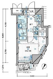 メインステージ目黒2 1Kの間取図画像