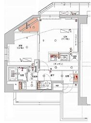 ハーモニーレジデンス神楽坂ヒルズsecond 4階1LDKの間取り