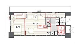 JR山手線 目黒駅 徒歩14分の賃貸マンション 9階1LDKの間取り