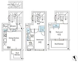 JR山手線 恵比寿駅 徒歩12分の賃貸マンション 2階2DKの間取り