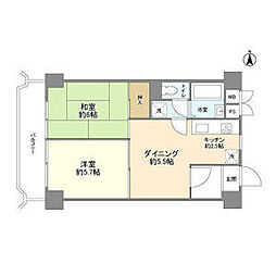 西武池袋線 椎名町駅 徒歩7分の賃貸マンション 9階2DKの間取り